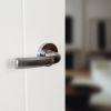 STATUS Nevada Lever Door Handle on Round Rose - Satin Chrome (Pair)