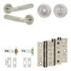 Complete Bloom Door Handle Pack - Heavy Duty Tubular Bathroom (Standard Thumb Turn) - Satin Nickel - 102mm / 3-inch Hinges - JE-B32B3-SN