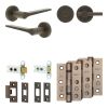 Complete Gio Door Handle Pack - Heavy Duty Tubular Bathroom (Plain Thumb Turn) - Dark Bronze - 64mm / 3-inch Hinges - JE-E30B2-DB