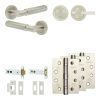 Complete Bloom Door Handle Pack - Heavy Duty Tubular Bathroom (Plain Thumb Turn) - Satin Nickel - 102mm / 4-inch Hinges - JE-B32A2-SN