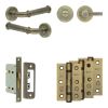Complete Classic Door Handle Pack - Bathroom - Antique Brass - By Frelan Hardware - JE-A5B1-AB