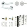 Complete Hex Door Handle Pack - Heavy Duty Tubular Bathroom (Plain Thumb Turn) - Polished Chrome - 76mm / 3-inch Hinges - JE-C31B2-PC