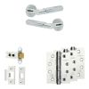 Complete Bloom Door Handle Pack - Heavy Duty Latch - Polished Chrome - 64mm / 4-inch Hinges - JE-B20A-PC