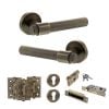 Senza Pari Fasana Door Handle Pack (Euro Lock Set - 3" CE Sashlock, 3" Fire Rated Hinges x3) - Antique Brass