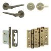 Complete Gio Door Handle Pack - Bathroom - Antique Brass - By Frelan Hardware - JE-E6B2-AB