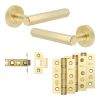 Complete Hex Door Handle Pack - Internal Doors - Satin Brass - 64mm / 3-inch Hinges - JE-C1B-SB