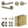 Complete Bari Door Handle Pack - Heavy Duty Tubular Bathroom (Knurled Thumb Turn) - Antique Brass - 76mm / 4-inch Hinges - JE-D31A1-AB