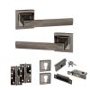 STATUS Kansas Door Handle Pack (Euro Lock Set - 2.5" CE Sashlock, 4" Slim Knuckle Hinges x2) - Black Nickel