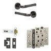 Complete Midtown Door Handle Pack - Heavy Duty Latch - Black Nickel - 102mm / 4-inch Hinges - JE-G22A-BN