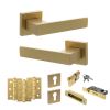 Senza Pari Panetti Door Handle Pack (Euro Lock Set - 3" CE Sashlock, 3" Fire Rated Hinges x3) - Satin Brass