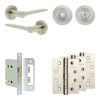 Complete Gio Door Handle Pack - Bathroom Lock (Standard Thumb Turn) - Satin Nickel - 76mm / 4-inch Hinges - JE-E6A3-SN