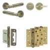 Complete Bloom Door Handle Pack - Bathroom - Antique Brass - By Frelan Hardware - JE-B5A2-AB