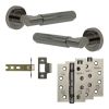 Complete Bloom Door Handle Pack - Internal Doors - Black Nickel - 76mm / 4-inch Hinges - JE-B3A-BN