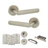 STATUS Carolina Door Handle Pack (Bathroom Set - 3" CE Bathroom Lock, 4" Fire Rated Hinges x3) - Satin Nickel