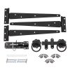 10" 250mm Plain Ring Gate Ironmongery Kit Black