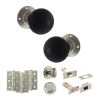 Old English Whitby Door Knob Pack (Bathroom Set - 4" Deadbolt, 3" Fire Rated Hinges x3) - Satin Nickel