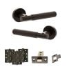 Senza Pari Rosarno Door Handle Pack (Latch Set - 3" CE Latch, 4" Fire Rated Hinges x3) - Urban Dark Bronze