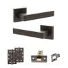 STATUS Montana Door Handle Pack (Latch Set - 2.5" CE Latch, 4" Slim Knuckle Hinges x2) - Urban Dark Bronze