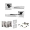 STATUS Kansas Door Handle Pack (3 Lever Lock Set - 2.5" CE Sashlock, 4" Fire Rated Hinges x3) - Polished Chrome