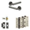 Complete Hex Door Handle Pack - Heavy Duty Latch - Black Nickel - 64mm / 3-inch Hinges - JE-C20B-BN