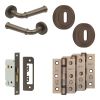 Complete Classic Door Handle Pack - Sashlock - Dark Bronze - 65mm / 3-inch Hinges - JE-A7B8-DB