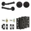 Complete Classic Door Handle Pack - Heavy Duty Tubular Bathroom (Standard Thumb Turn) - Matt Black - 76mm / 4-inch Hinges - JE-A31A3-MB