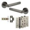 Complete Hex Door Handle Pack - Internal Doors - Black Nickel - 64mm / 4-inch Hinges - JE-C1A-BN
