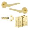Complete Gio Door Handle Pack - Internal Doors - Satin Brass - 64mm / 3-inch Hinges - JE-E1B-SB