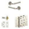 Complete Midtown Door Handle Pack - Heavy Duty Latch - Satin Nickel - 76mm / 4-inch Hinges - JE-G21A-SN