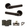 Senza Pari Andretta Door Handle Pack (Latch Set - 3" CE Latch, 4" Fire Rated Hinges x3) - Urban Dark Bronze