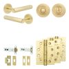 Complete Hex Door Handle Pack - Heavy Duty Tubular Bathroom (Standard Thumb Turn) - Satin Brass - 102mm / 4-inch Hinges - JE-C32A3-SB
