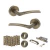 STATUS Indiana Door Handle Pack (3 Lever Lock Set - 3" CE Sashlock, 4" Fire Rated Hinges x3) - Antique Brass