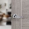 Forme Asti Lever Door Handle on Minimal Round Rose - Polished Chrome (Pair)