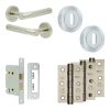Complete Venice Door Handle Pack - Sashlock - Satin Nickel - 76mm / 3-inch Hinges - JE-F8B8-SN