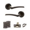 STATUS Indiana Door Handle Pack (Latch Set - 2.5" CE Latch, 4" Slim Knuckle Hinges x2) - Urban Dark Bronze