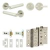 Complete Hex Door Handle Pack - Heavy Duty Tubular Bathroom (Plain Thumb Turn) - Satin Nickel - 76mm / 3-inch Hinges - JE-C31B2-SN