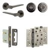 Complete Gio Door Handle Pack - Bathroom Lock (Standard Thumb Turn) - Black Nickel - 76mm / 4-inch Hinges - JE-E6A3-BN