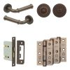 Complete Classic Door Handle Pack - Bathroom Lock (Standard Thumb Turn) - Dark Bronze - 76mm / 3-inch Hinges - JE-A6B3-DB