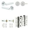 Complete Hex Door Handle Pack - Heavy Duty Tubular Bathroom (Plain Thumb Turn) - Polished Chrome - 102mm / 3-inch Hinges - JE-C32B2-PC