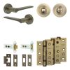 Complete Gio Door Handle Pack - Heavy Duty Tubular Bathroom (Standard Thumb Turn) - Antique Brass - 76mm / 3-inch Hinges - JE-E31B3-AB