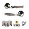 STATUS Dakota Door Handle Pack (Latch Set - 2.5" CE Latch, 4" Fire Rated Hinges x3) - Black Nickel/Polished Chrome
