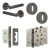 Complete Venice Door Handle Pack - Sashlock - Black Nickel - 76mm / 4-inch Hinges - JE-F8A8-BN