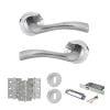 STATUS Texas Door Handle Pack (3 Lever Lock Set - 2.5" CE Sashlock, 3" Fire Rated Hinges x3) - Satin Chrome