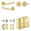 Complete Midtown Door Handle Pack - Heavy Duty Tubular Bathroom (Plain Thumb Turn) - Satin Brass - 76mm / 3-inch Hinges - JE-G31B2-SB