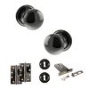 Old English Harrogate Door Knob Pack (Lock Set - Horizontal Sashlock, 4" Slim Knuckle Hinges x2) - Black Nickel