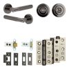 Complete Bari Door Handle Pack - Heavy Duty Tubular Bathroom (Standard Thumb Turn) - Black Nickel - 64mm / 3-inch Hinges - JE-D30B3-BN