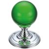 Zoo Hardware Glass Ball Mortice Knob - 55mm - Polished Chrome / Green Glass