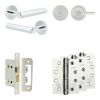 Complete Hex Door Handle Pack - Bathroom Lock (Plain Thumb Turn) - Polished Chrome - 65mm / 4-inch Hinges - JE-C5A2-PC