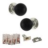 Old English Whitby Door Knob Pack (Latch Set - 4" HD Latch, 4" Fire Rated Hinges x3) - Polished Nickel