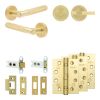 Complete Bari Door Handle Pack - Heavy Duty Tubular Bathroom (Knurled Thumb Turn) - Satin Brass - 64mm / 4-inch Hinges - JE-D30A1-SB